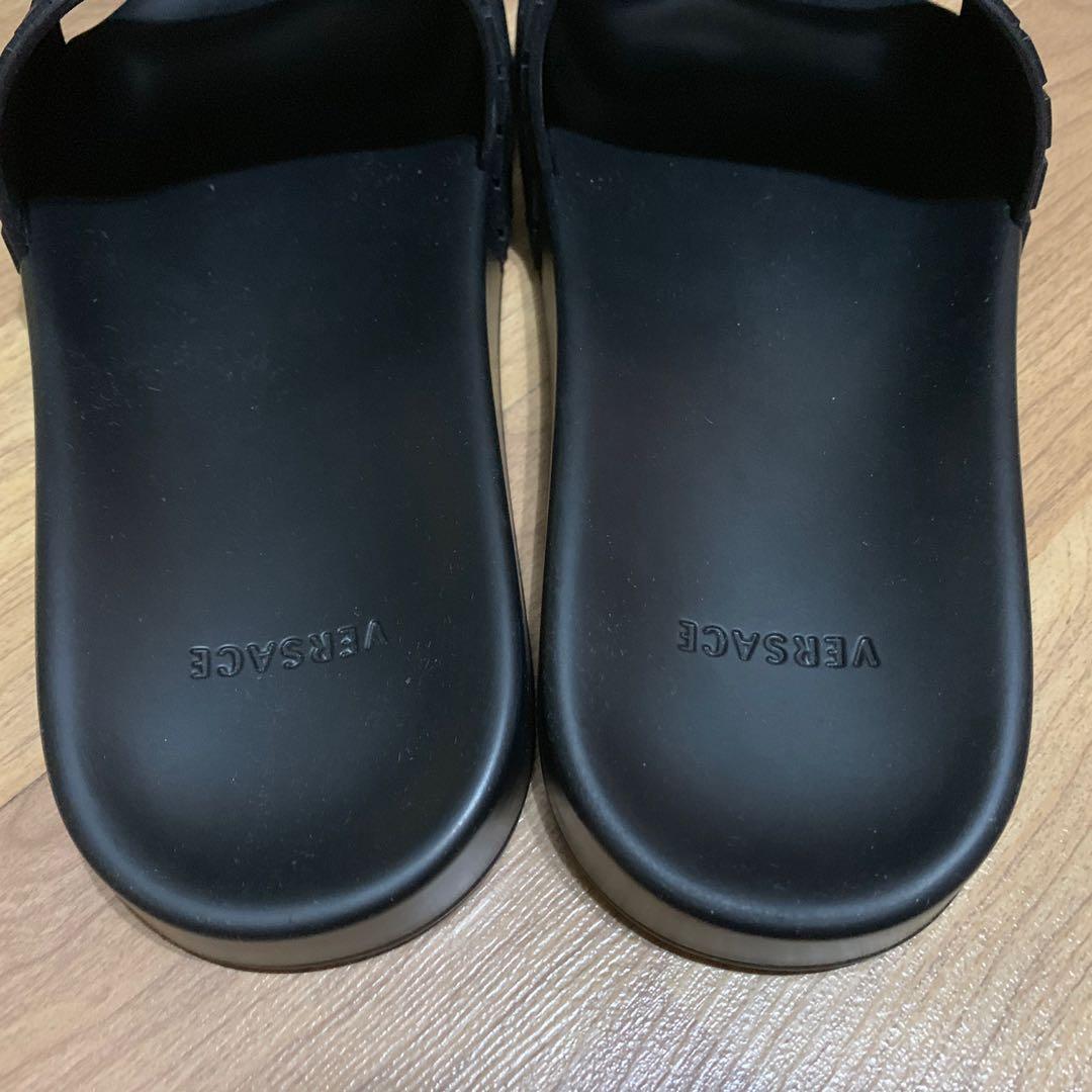 Mens black versace slides sale