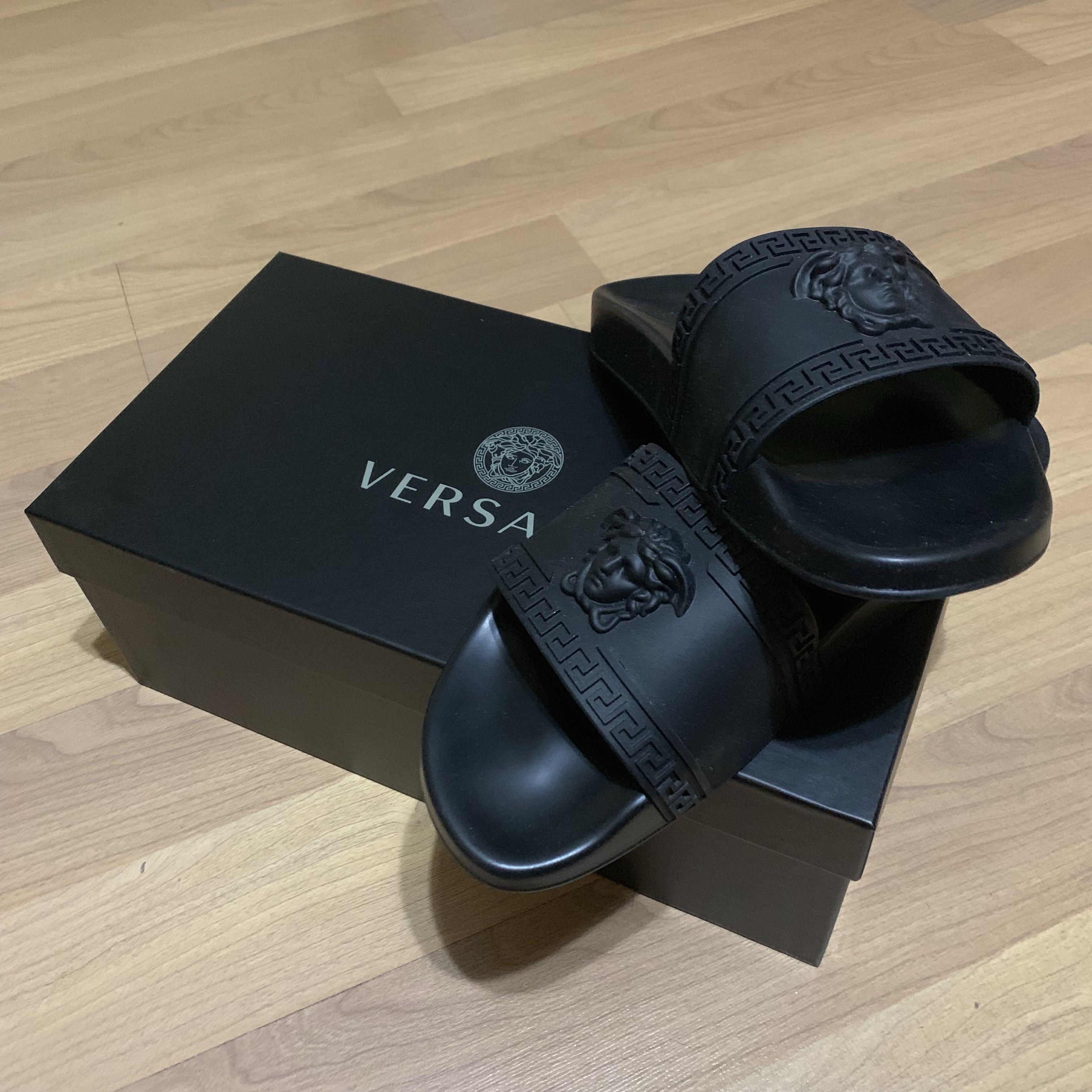Mens black clearance versace slides