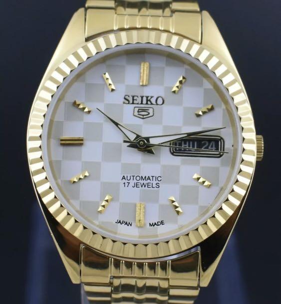 seiko automatic 17 jewels gold watch