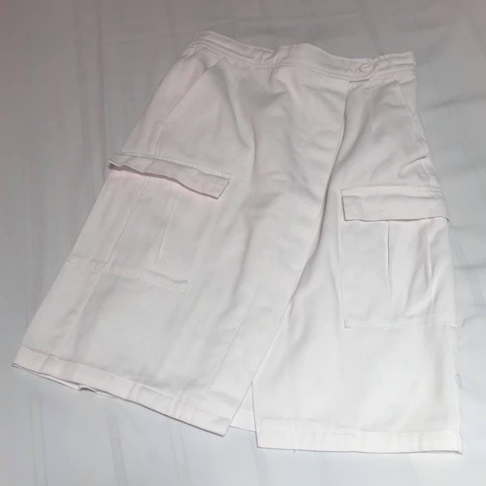 white denim wrap skirt