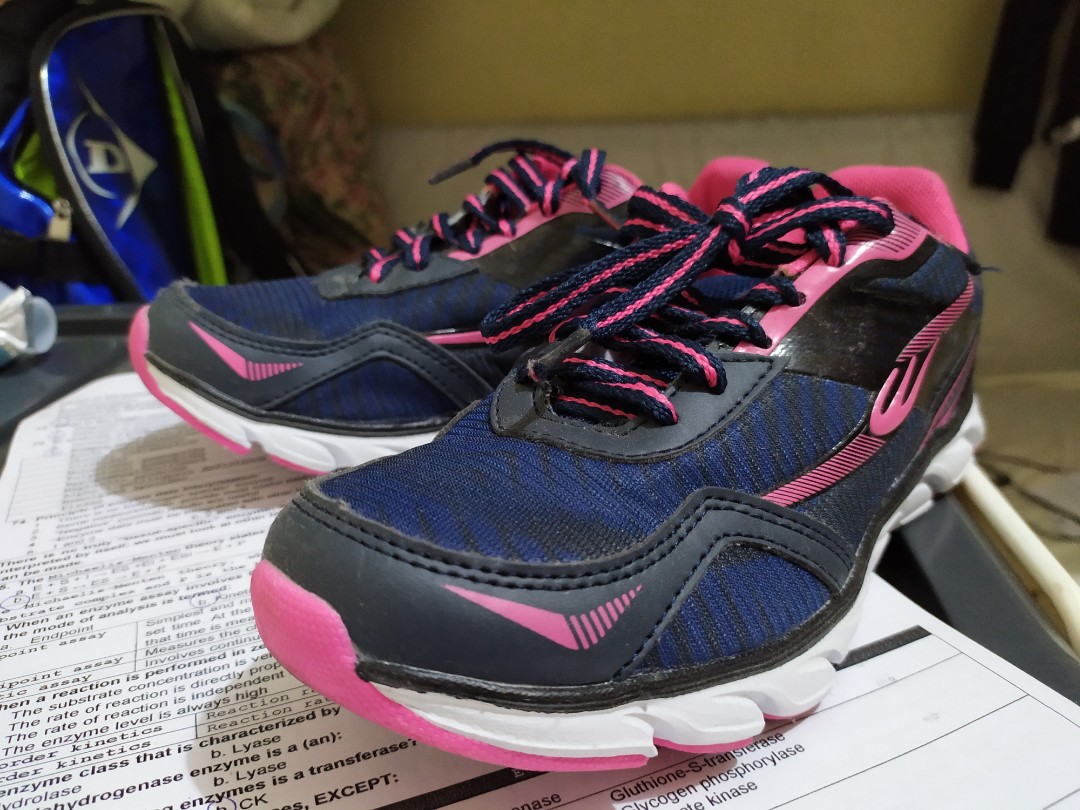navy blue and pink shoes