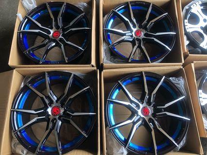 17” Black Horse code 175503 4Holes pcd 100-114 with Blue undercut magwheels bnew