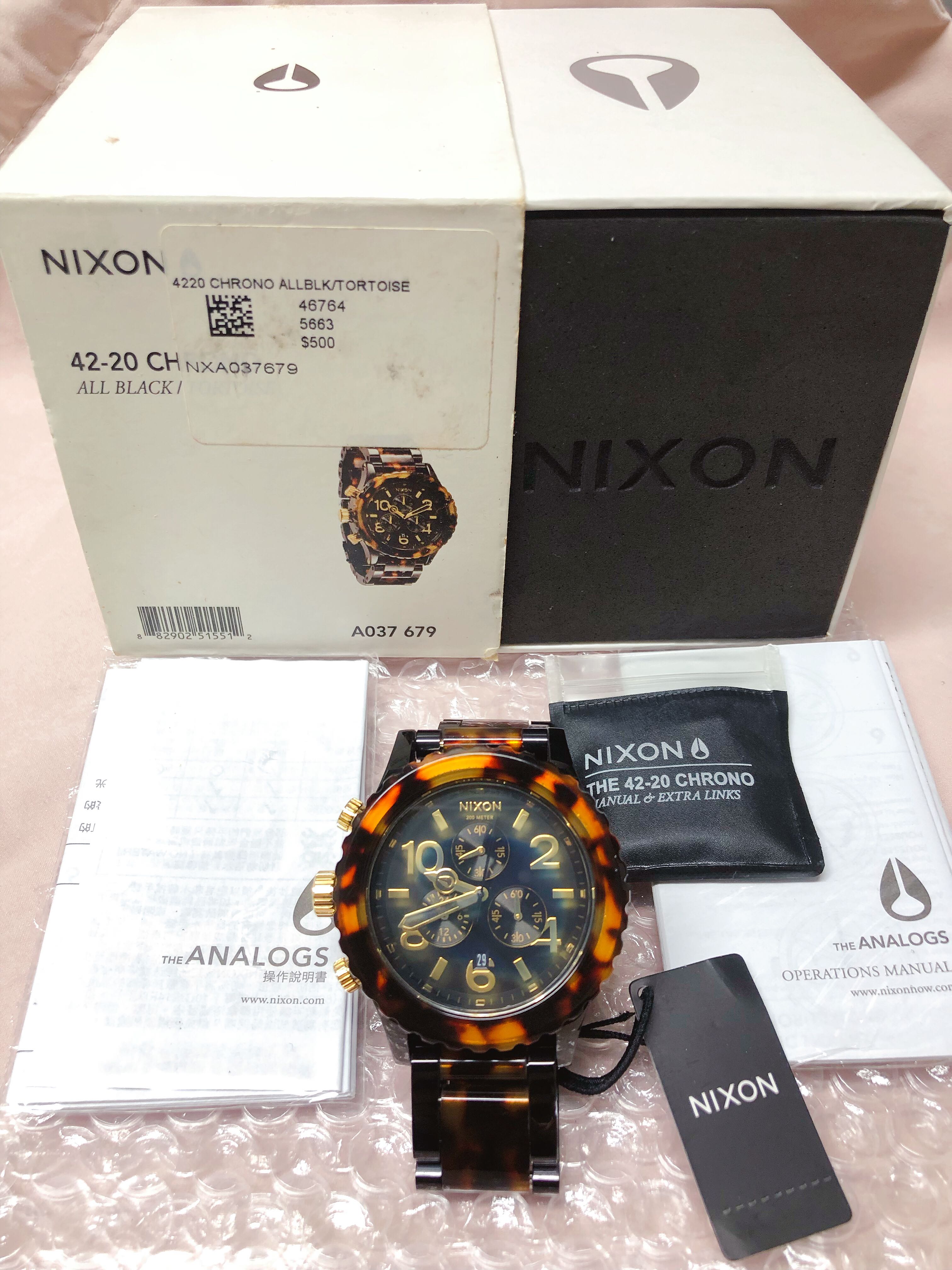 美品近全新) NIXON 42-20 琥珀玳瑁Chrono A037-679 手錶, 他的時尚