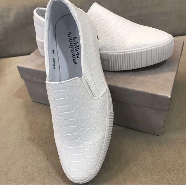 Addicts Anonymous WHITE snakeskin Slip On Shoes