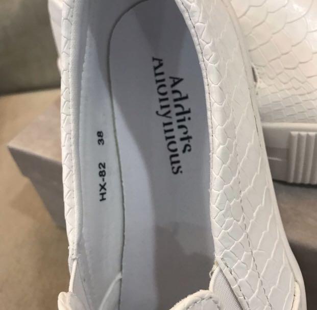 Addicts Anonymous WHITE snakeskin Slip On Shoes