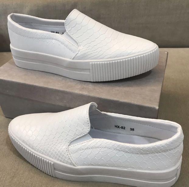 Addicts Anonymous WHITE snakeskin Slip On Shoes