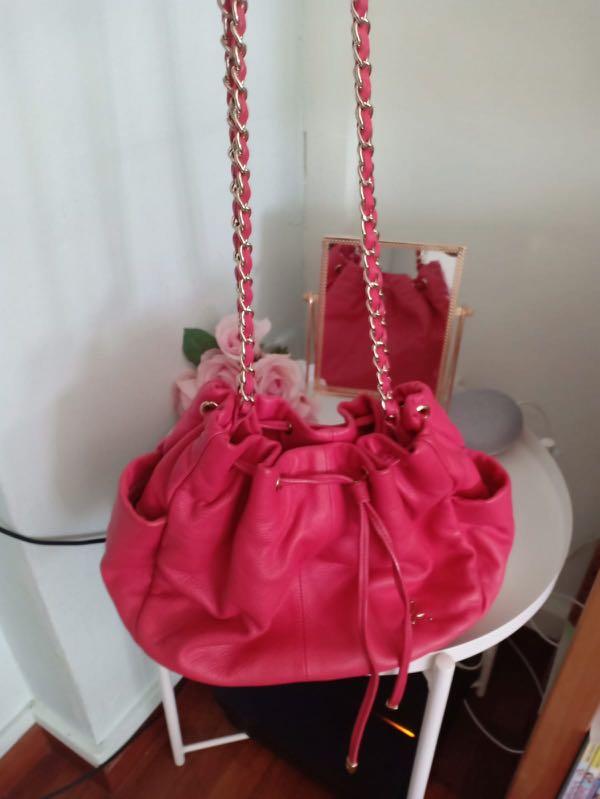 Agnes B. Pink Drawstring Backpack Agnes B. | Bags | Agnes B Voyage Nylon Leather Trim Backpack  main image 4