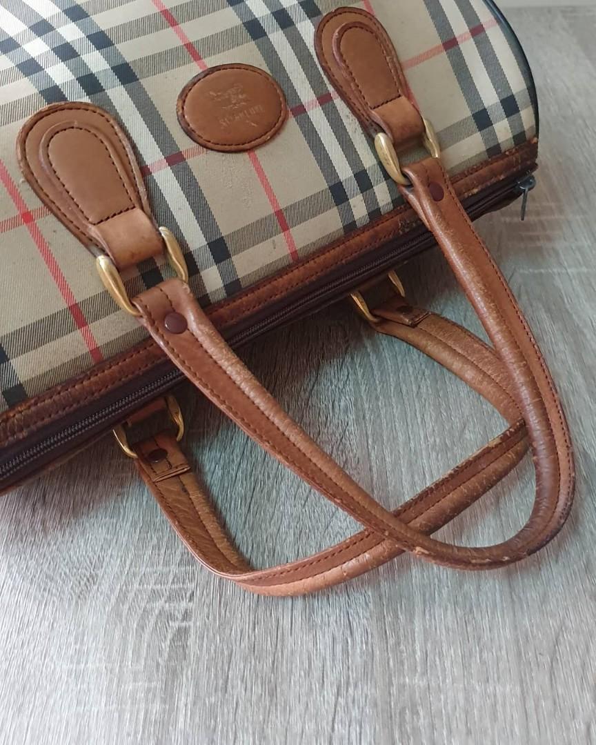 Vintage RARE Burberry Classic Check Handbag Small Made In Italy T-02-1 EUC!