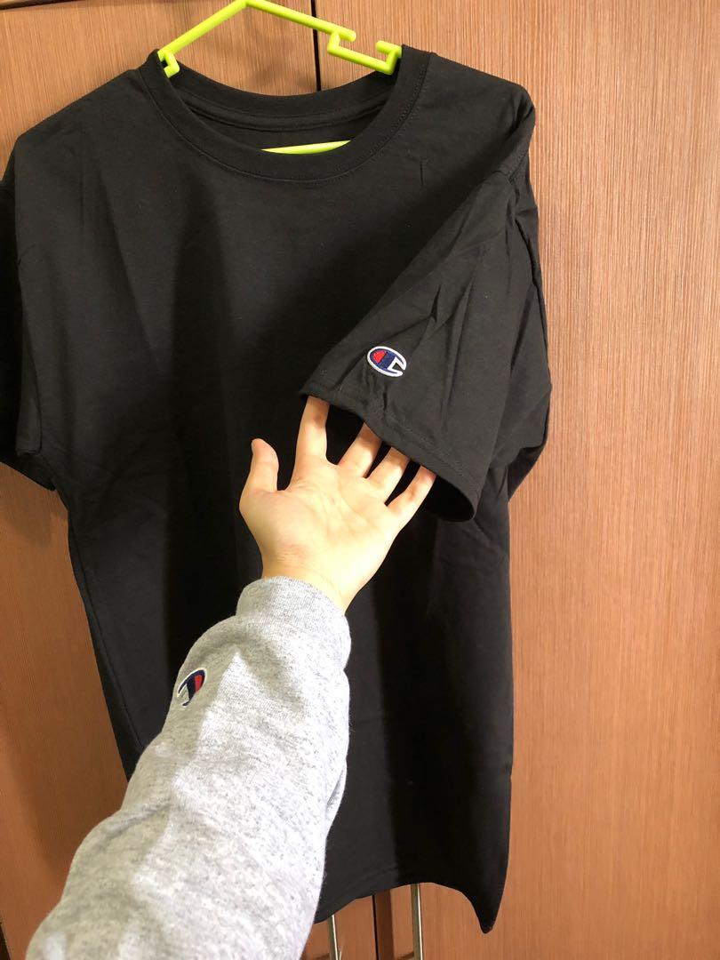 Champion Plain Black Shirt Men s Fashion Tops Sets Tshirts