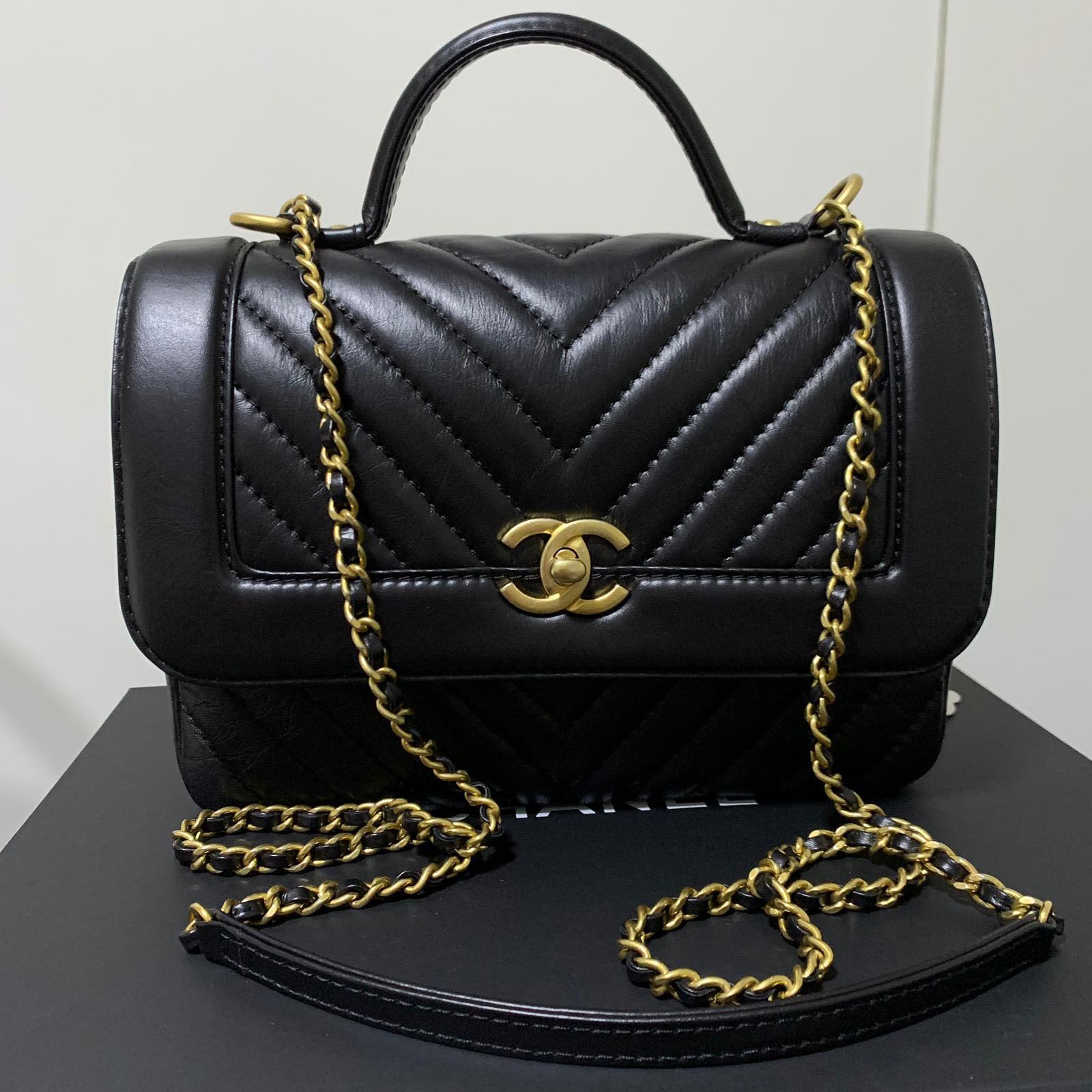 Chanel chevron flap top bag with top handle