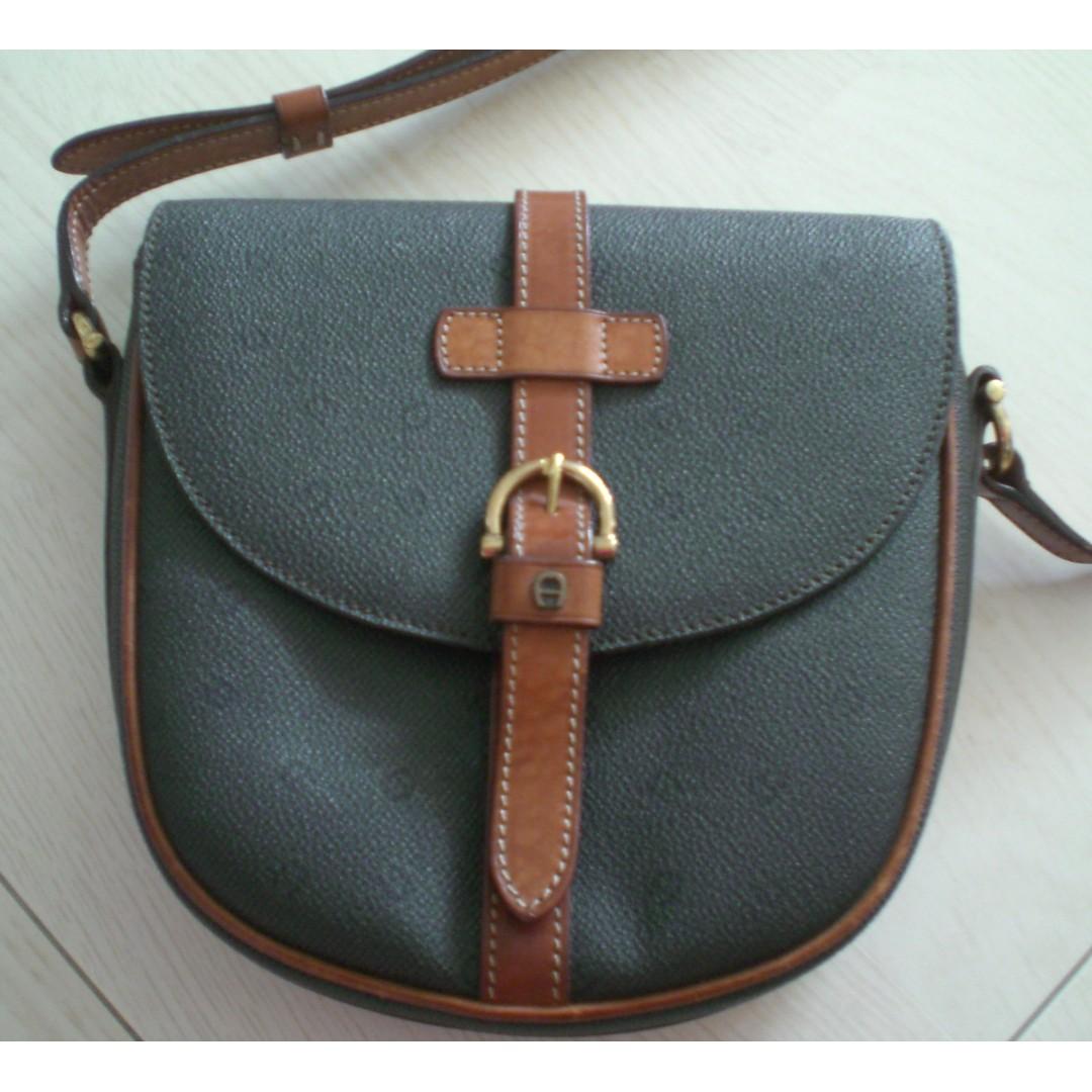 ETIENNE AIGNER cobbled leather sling bag, Women's Fashion, Bags - Main Image