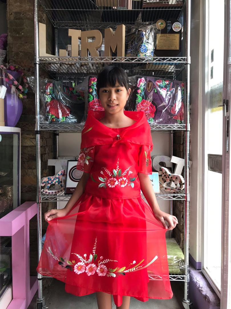Filipiniana Blouse Skirt Alampay For kids Babies Kids