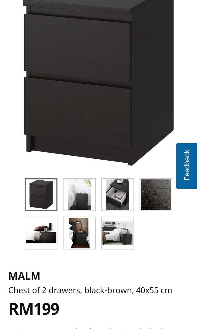 Ikea MALM SIDETABLE BLACK, Furniture & Home Living, Furniture, Tables & Sets on Carousell