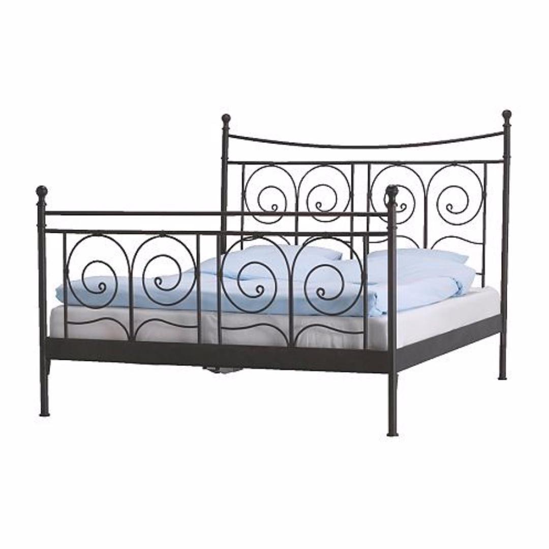 Ikea Noresund Black Metal Bed Frame W Good Double Mattress Furniture Beds Mattresses On Carousell