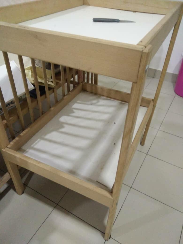 Ikea sniglar Baby Cot and changing table, Babies & Kids, Baby Nursery