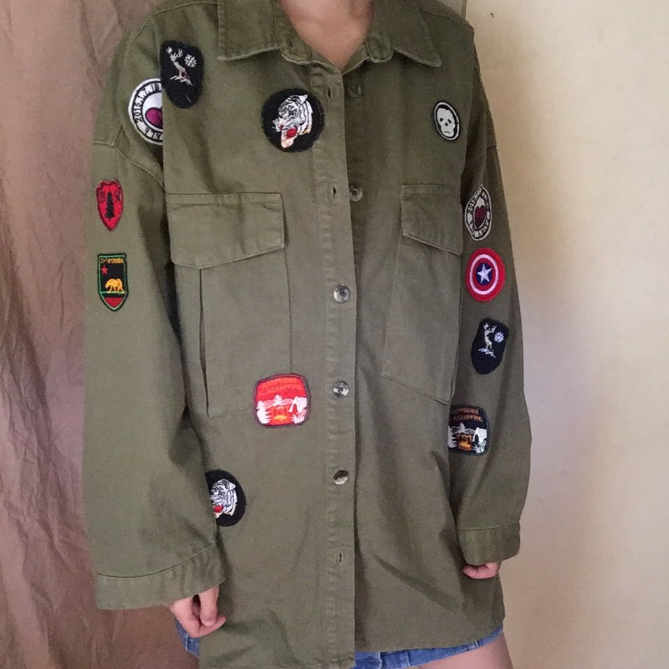pull&bear denim jacket in khaki