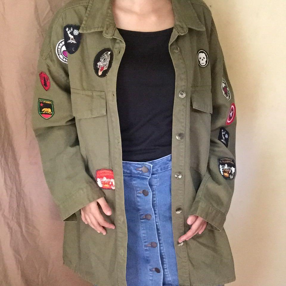 pull&bear denim jacket in khaki