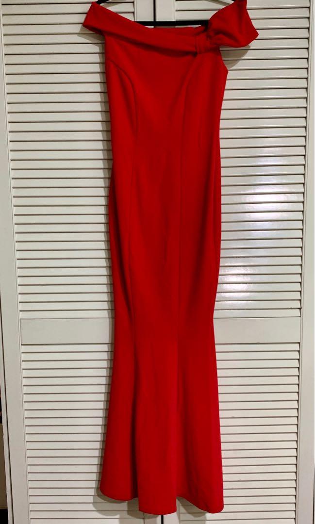 red maxi gown