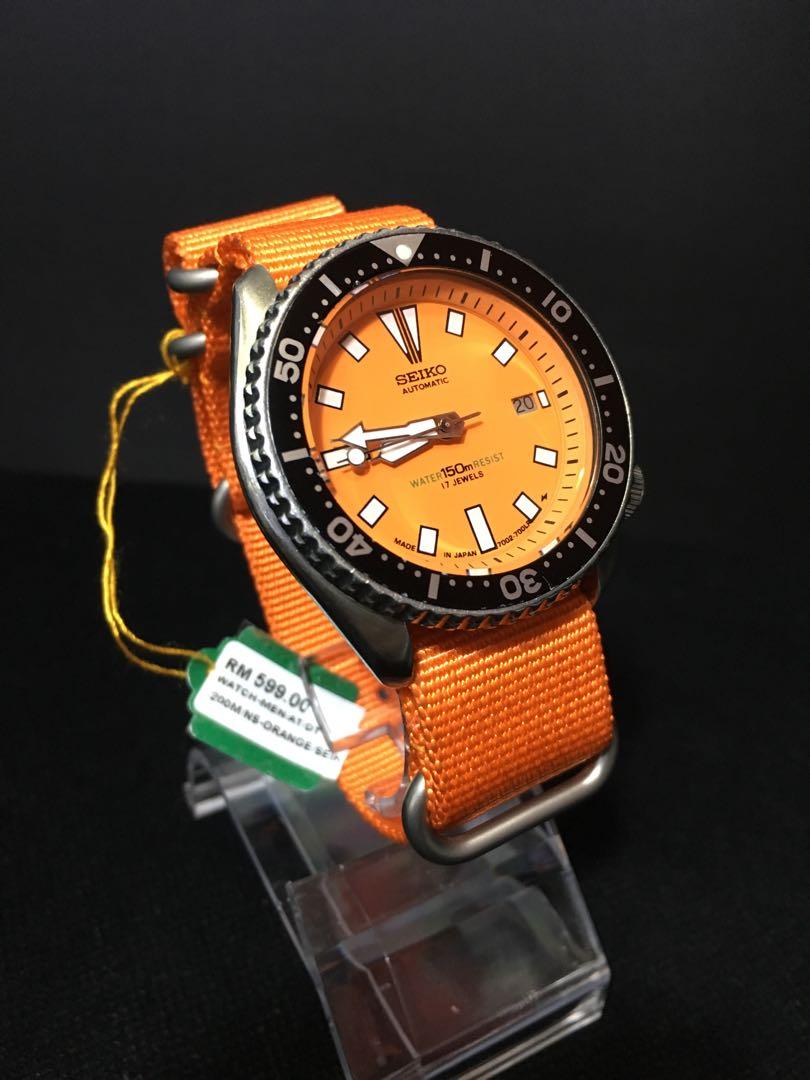 SEIKO Vintage 7002-700J Classic Orange Dial Automatic Watch Nylon Strap,  Men's Fashion, Watches & Accessories, Watches on Carousell