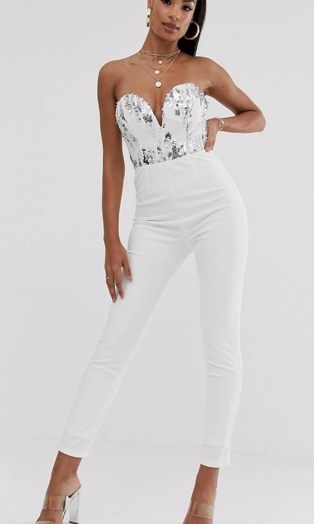 sequin bandeau jumpsuit