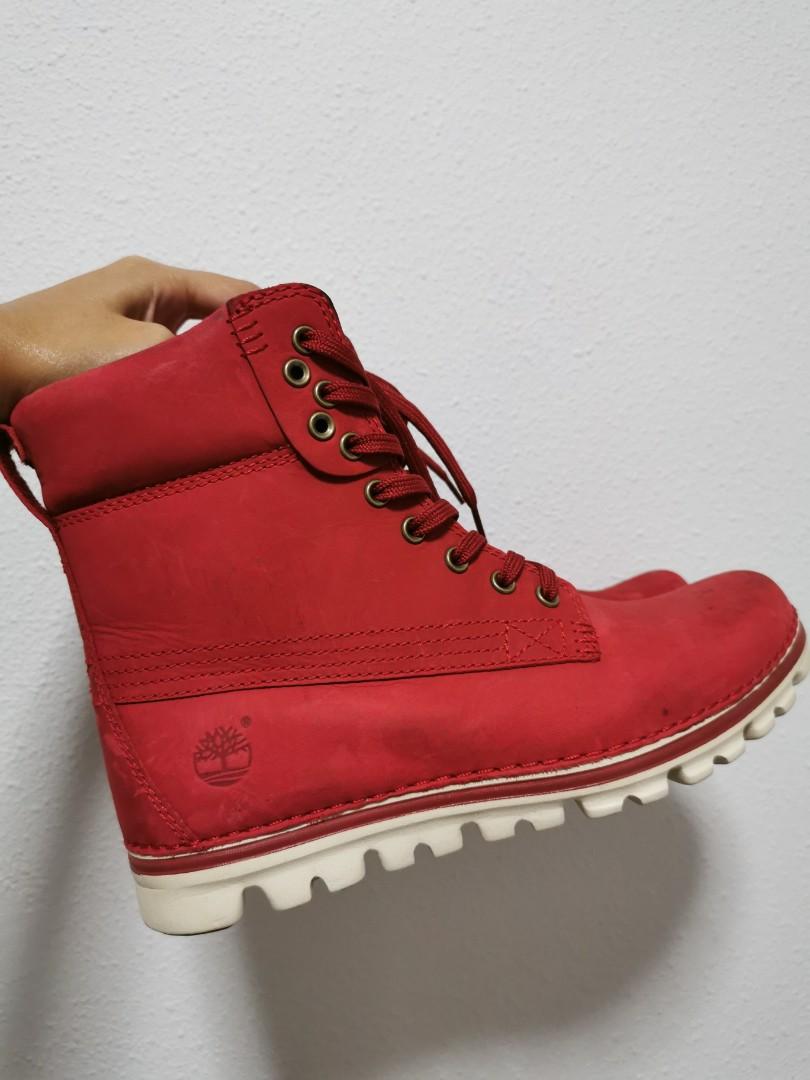 red timberland sneakers
