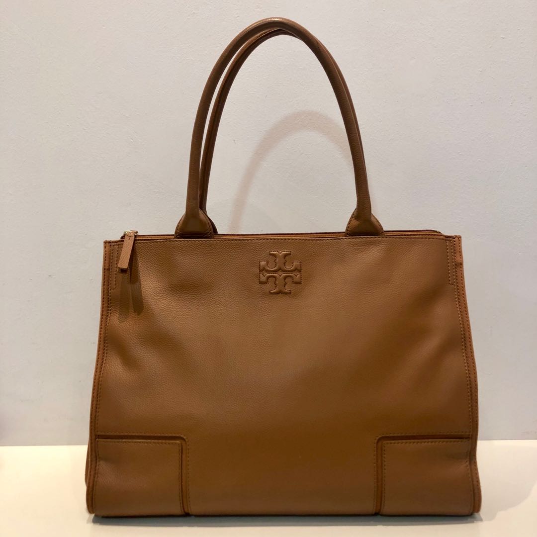 tory burch ella canvas leather tote