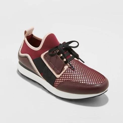 Women s Deena Lace Up Sneakers A New Day Burgundy Women s Fashion Footwear Sneakers on Carousell