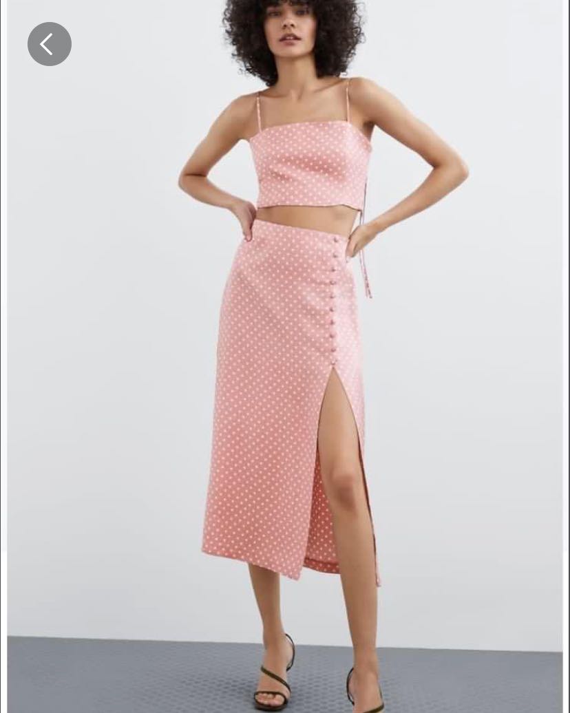 zara pink polka dot skirt