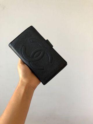 Authentic Chanel caviar black leather wallet
