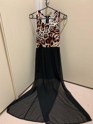 leopard pattern maxi dress