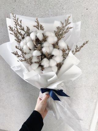 All white cotton bouquet