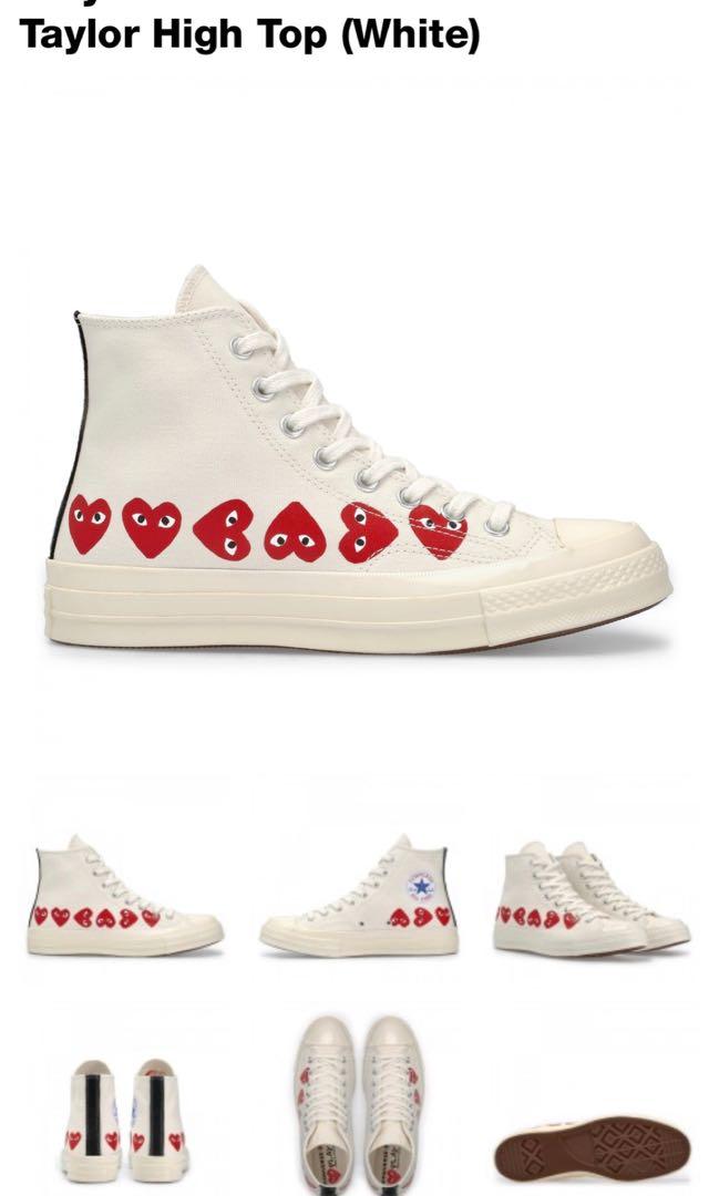 cdg white high top converse