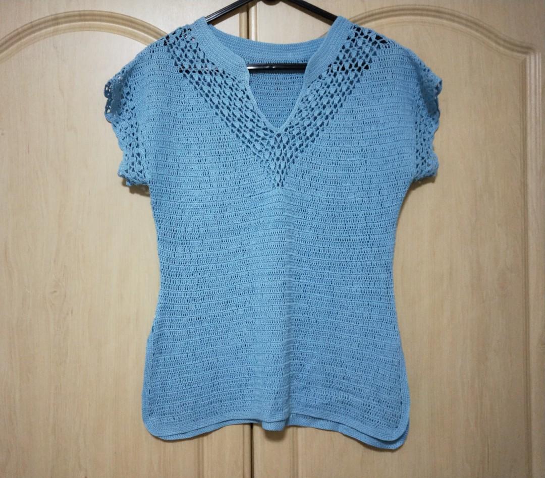 light blue crochet top