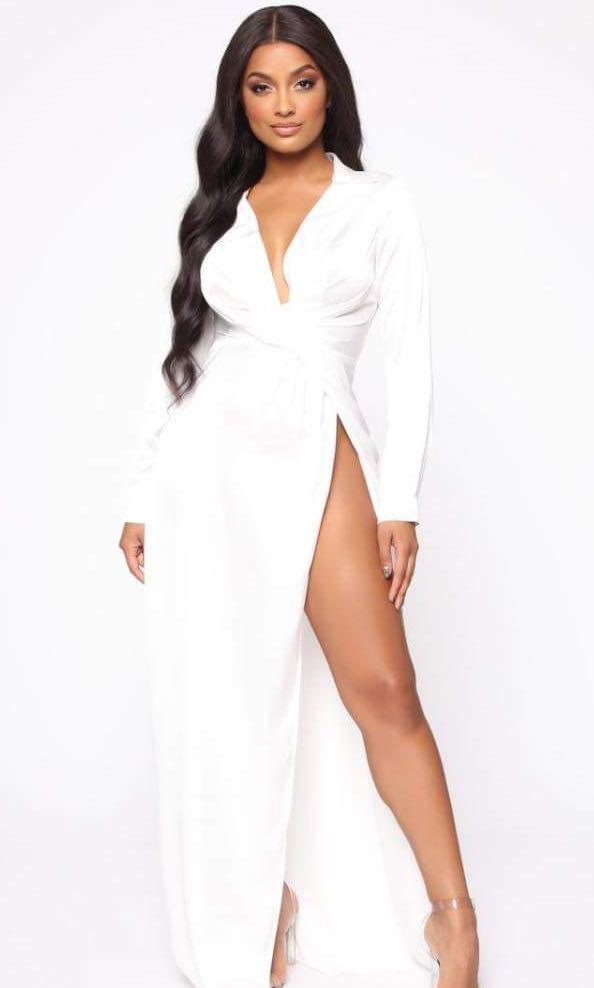 white satin maxi dress