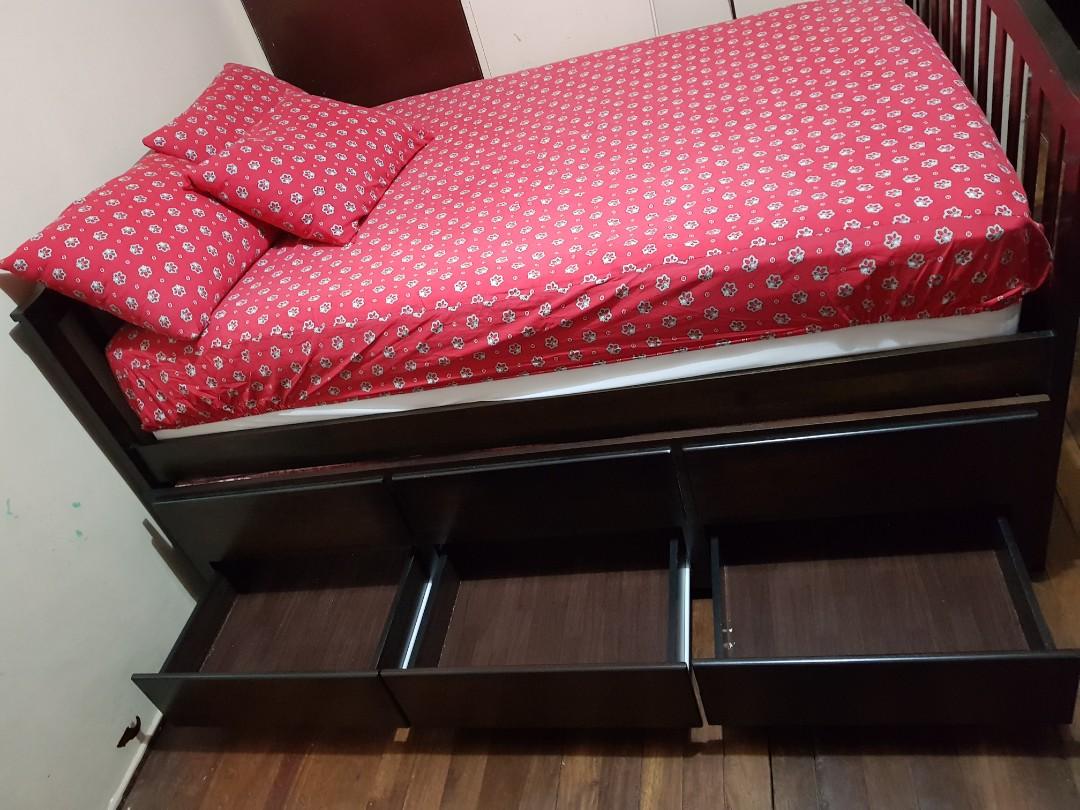 Full double size bed with pull out bed, Furniture & Home Living