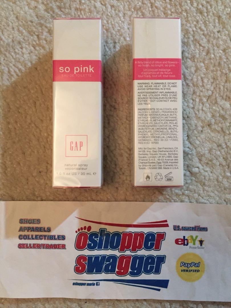 GAP SO PINK PERFUME EDT 30 ML BNWT (Category: Hair Accessories) located in Makati City. Submitted by oshopper (Listing ID 243281518, Image 1). Description: GAP “SO PINK” PERFUME (pink) 30 ml - P500 BNWT, sealed. Guaranteed authentic direct from Gap Factory store Shipping P60 (expressguy) to Metro Manila, P185 luzon, P205 vismin via LBC /JRS delivery. P120 j&T promo price. Grab express same day delivery can also be arranged at buyer's expense and 