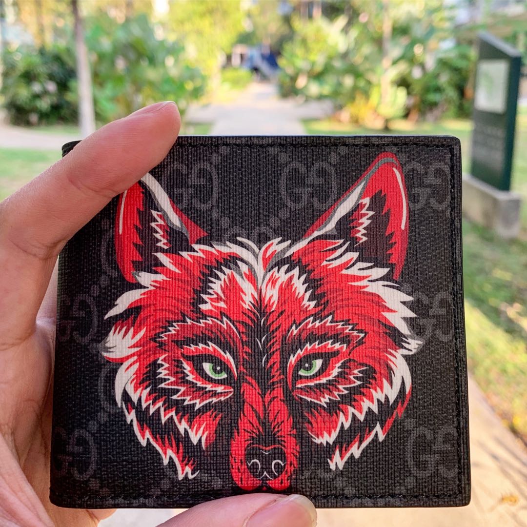 Gucci Red Wolf Wallet, Men's Fashion 