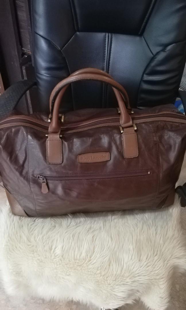 💓GUY LAROCHE LEATHER TRAVEL BAG, Men's Fashion, Bags, Briefcases on  Carousell