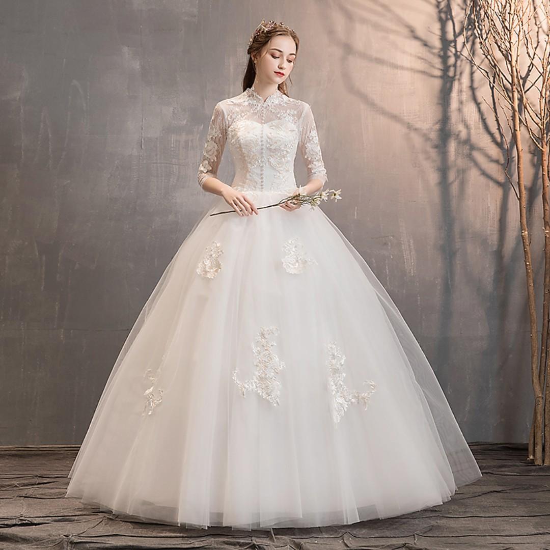 White long gown for wedding cheap