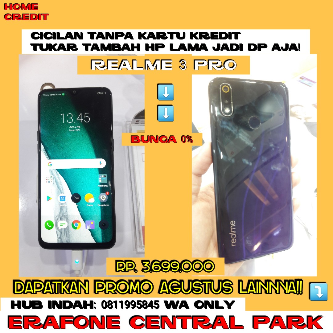 Real me 3 Pro Dapatkan promo menarik dengan cicilan tanpa kartu kredit dan  tanpa bunga!!
