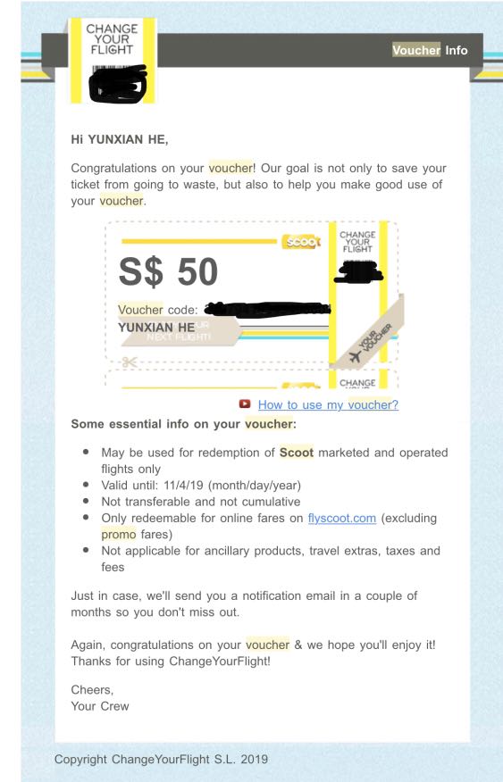 scoot voucher 50, Tickets & Vouchers, Vouchers on Carousell