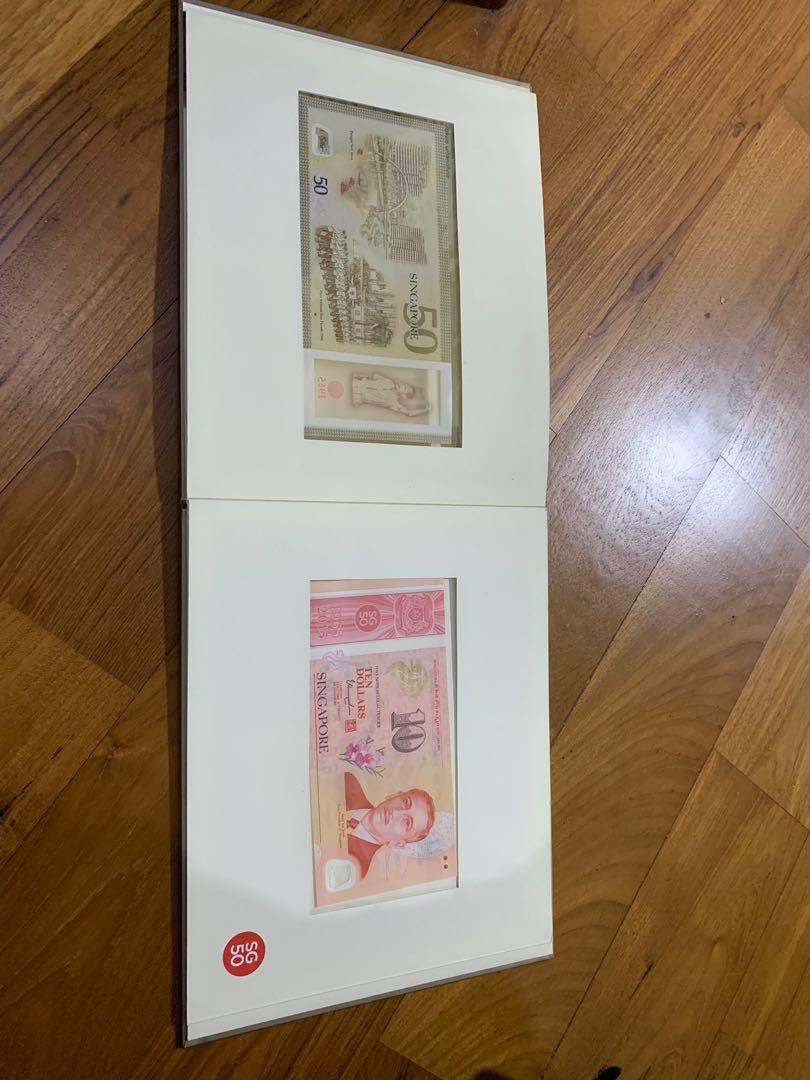 SG50 notes (Category: Everything Else) located in Singapore. Submitted by wildmarket.j (Listing ID 243444543, Image 2). Description: 3 sets available, each set consist of 1 X $50, and 5 X $10 notes.