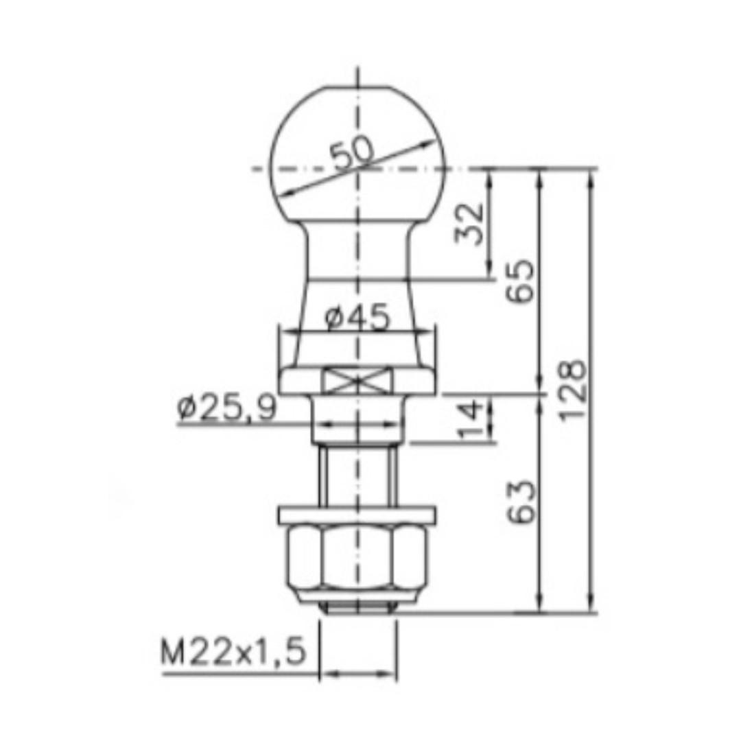 Tow Ball 50mm 3500kg, Car Accessories, Accessories on Carousell