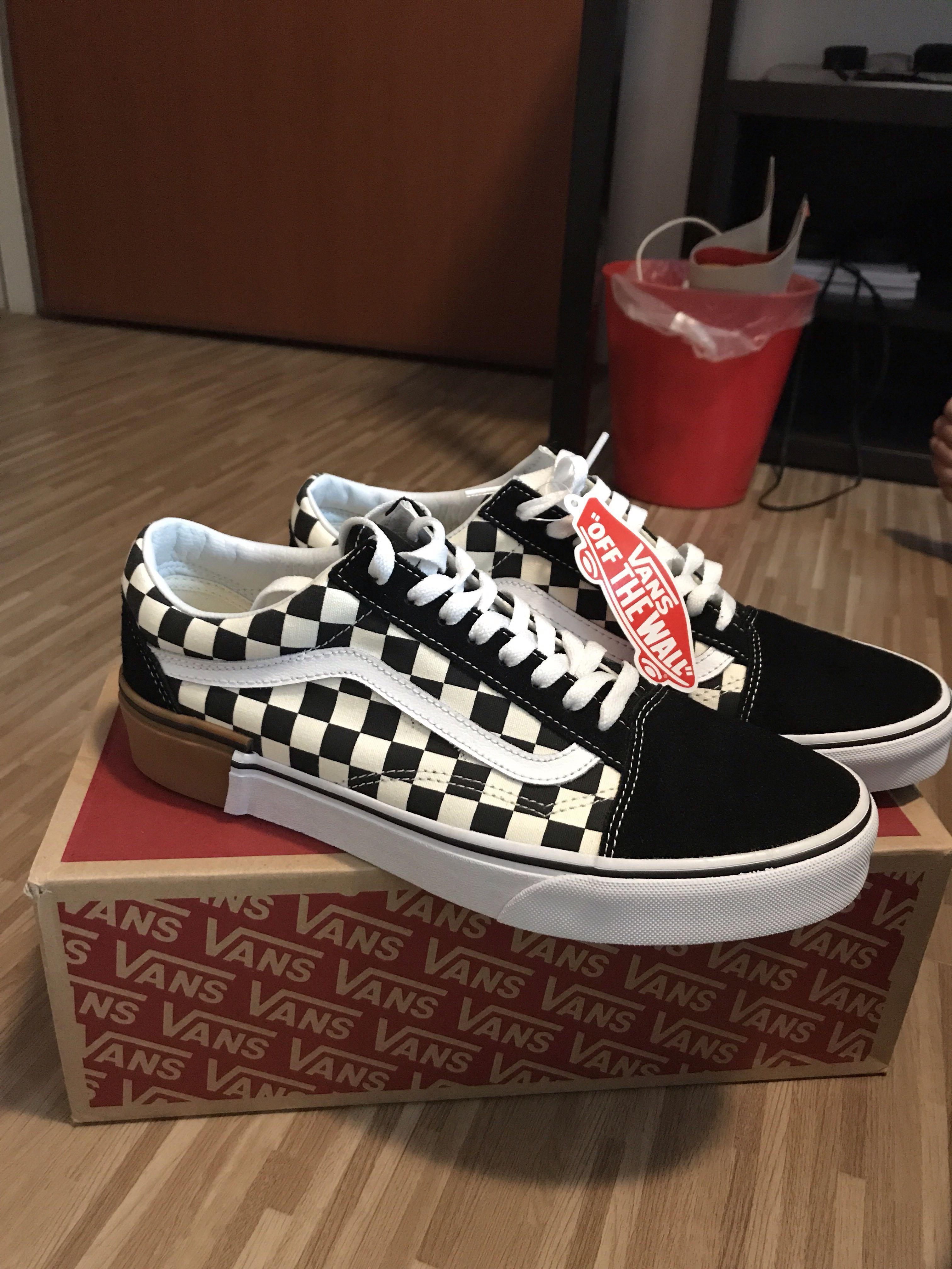 vans old skool checkerboard gum block