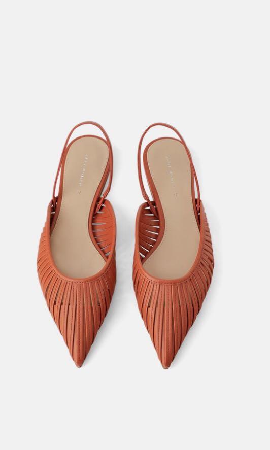 zara flat cage slingbacks