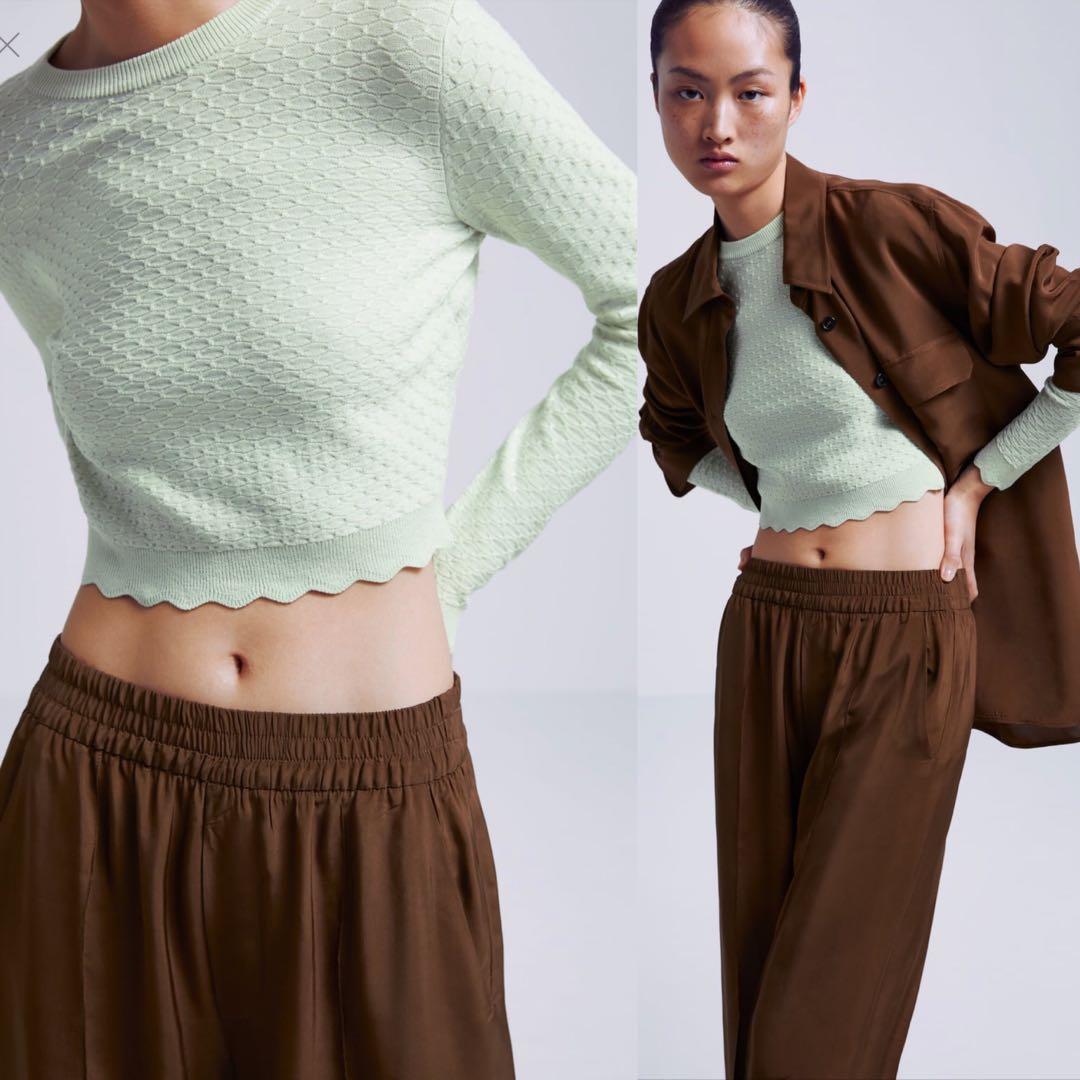 Zara scalloped online cropped sweater