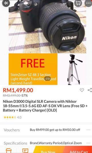 Price reduce Nikon D3000 18mm-55mm Vr Kit