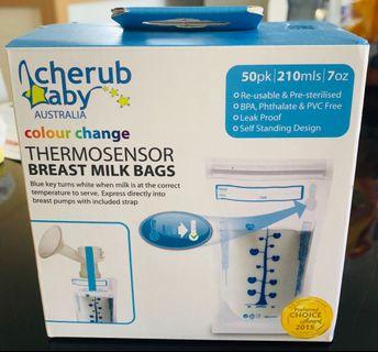 Thermosensor breast milk bags