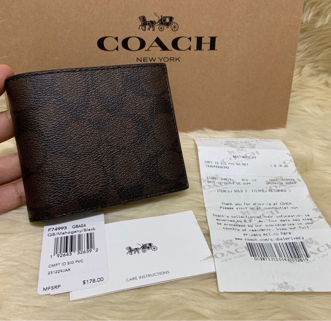 coach mens wallet id insert