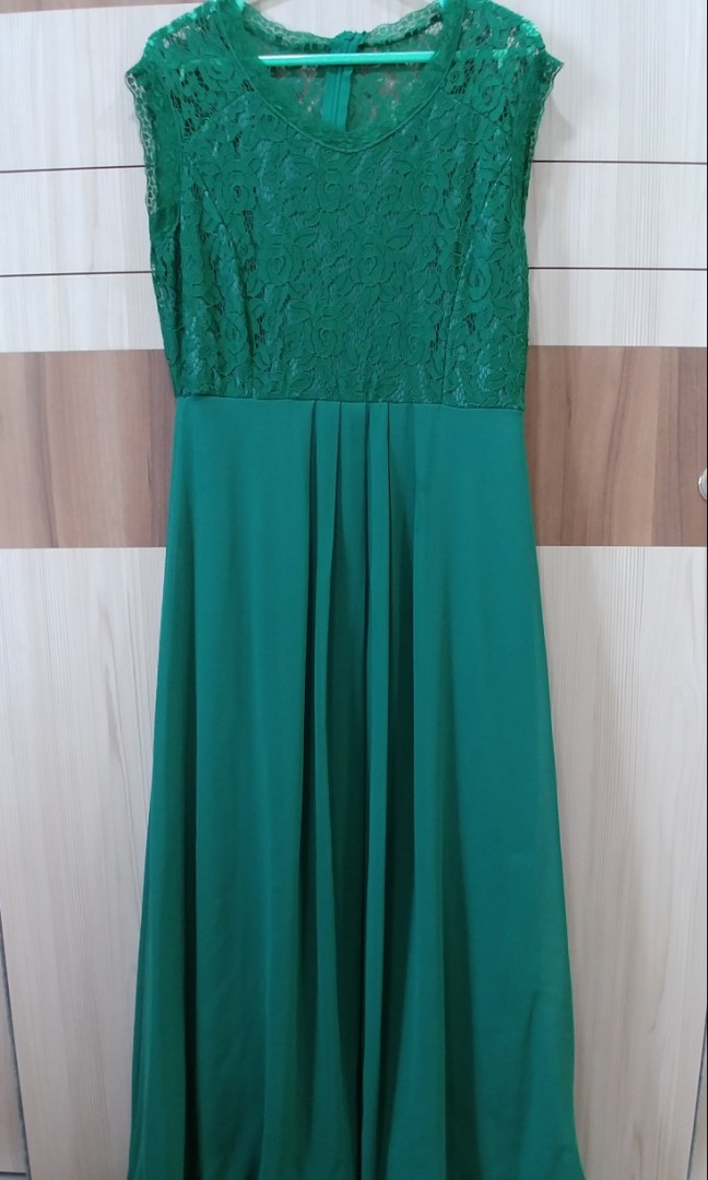 emerald green maxi evening dress